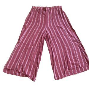 American Eagle Outfitters Culotte Striped Cropped Pants-Maroon/White-Sz XL-GUC